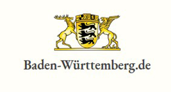 Großes Landeswappen mit Schriftzug "Baden-Württemberg.de"