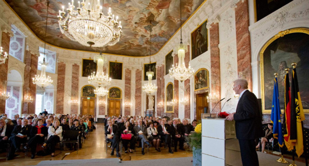 Ministerpräsident Winfried Kretschmann bei seiner Rede im Mannheimer Schloss