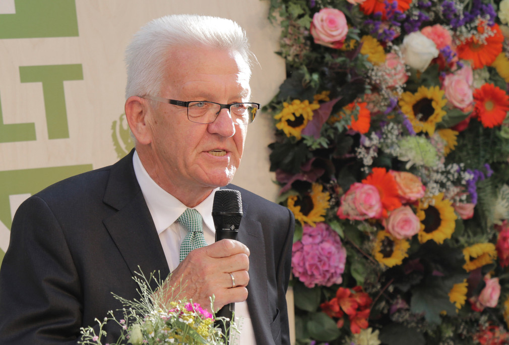 Rede von Ministerpräsident Winfried Kretschmann an die Gäste der Stallwächterparty. 