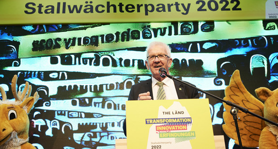 Ministerpräsident Winfried Kretschmann begrüßte die Gäste der 57. Stallwächterparty 