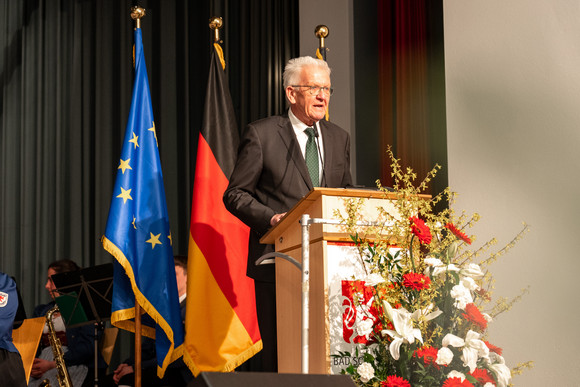 Ministerpräsident Winfried Kretschmann bei seiner Ansprache