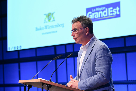 Franck Leroy, Präsident der Région Grand Est, bei seiner Ansprache