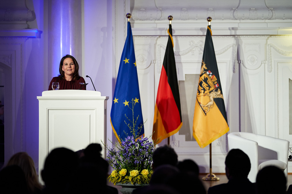 Bundesaußenministerin Annalena Baerbock bei ihrer Rede