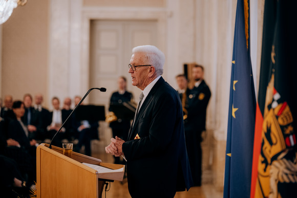 Ministerpräsident Winfried Kretschmann bei seiner Ansprache