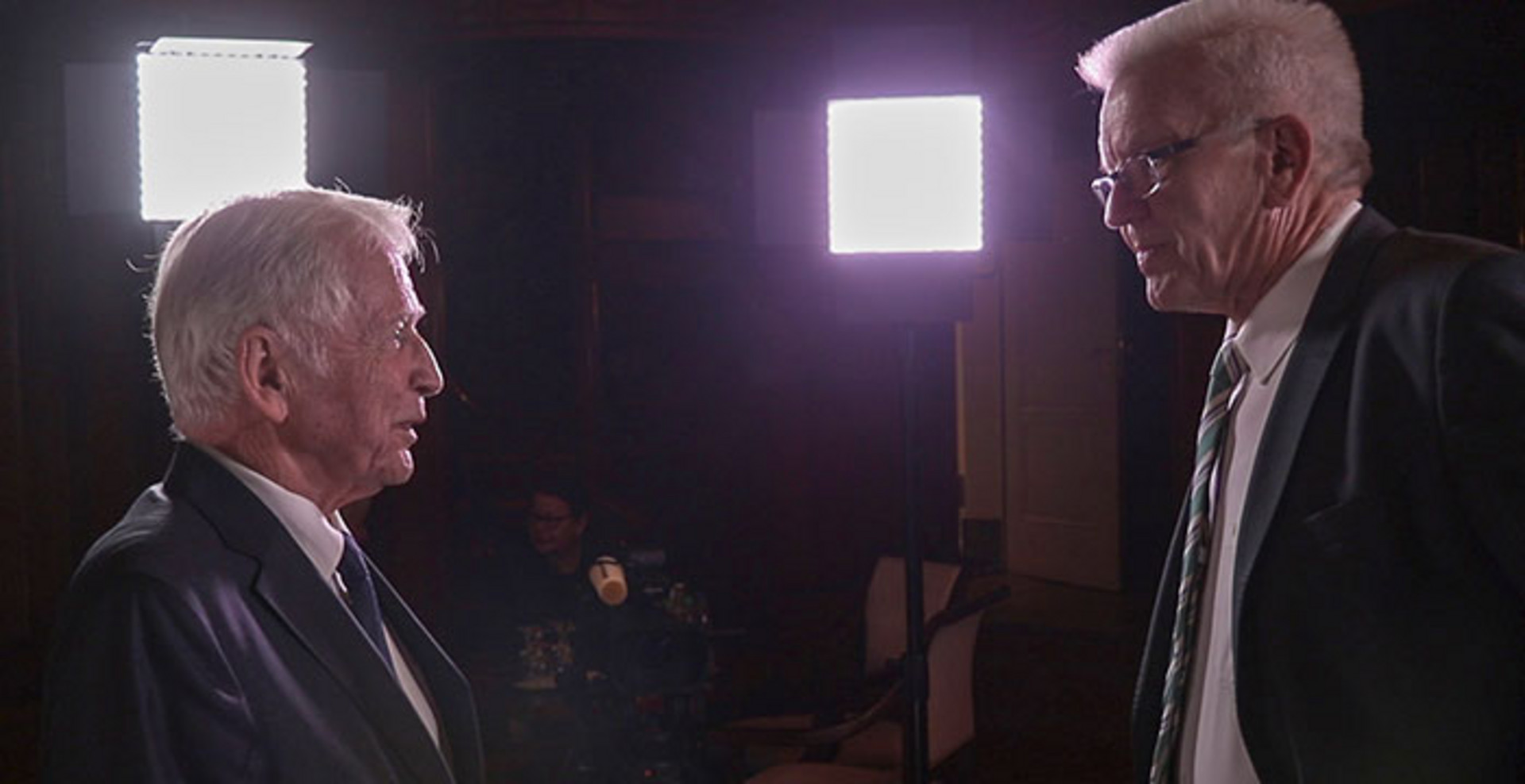 Ministerpräsident Winfried Kretschmann trifft Nobelpreisträger Professor Harald zur Hausen.