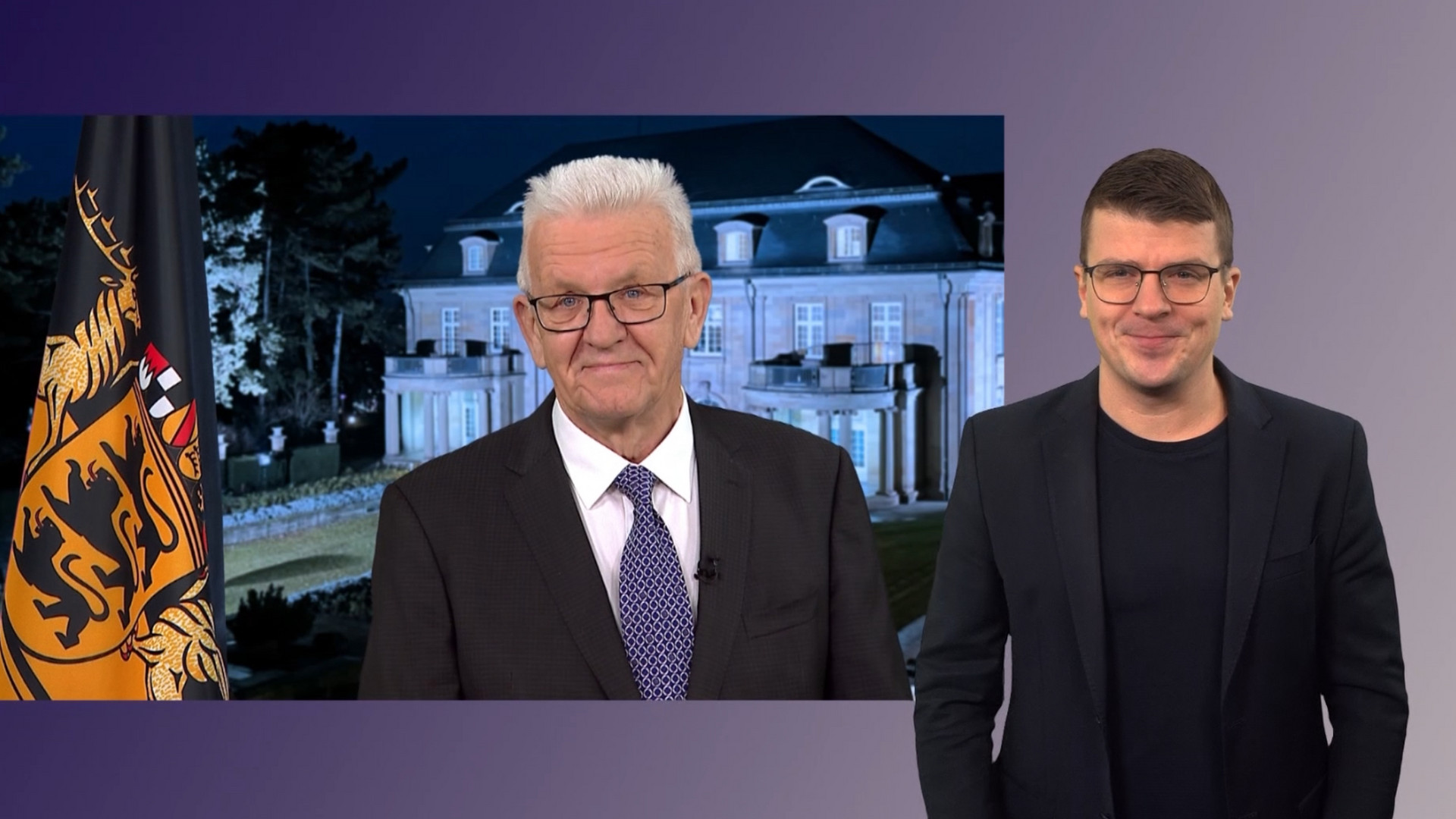  Ministerpräsident Winfried Kretschmann bei seiner Ansprache zum Jahreswechsel 2024/2025