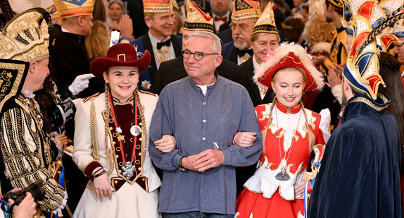 Innenminister Thomas Strobl (Mitte) beim Empfang für die Karnevals- und Fasnachtsvereine des Landes