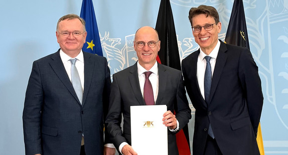 von links nach rechts: Ministerialdirektor Elmar Steinbacher; Präsident des Landgerichts Ulm, Matthias Grundke und Präsident des Oberlandesgerichts Stuttgart, Dr. Andreas Singer 