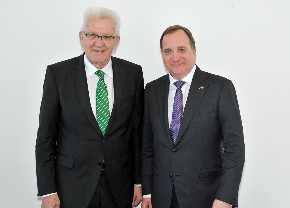 Ministerpräsident Winfried Kretschmann (l.) und schwedischer Ministerpräsident Stefan Löfven (r.) (Bild: Staatsministerium Baden-Württemberg)