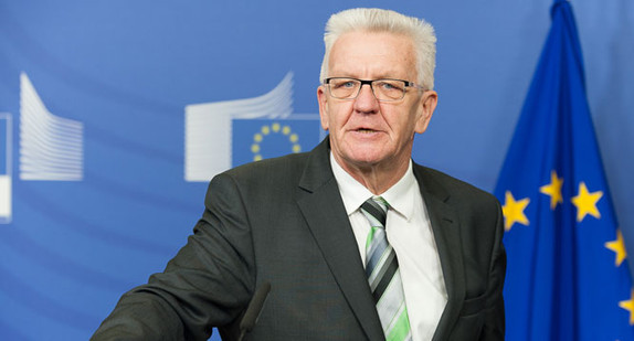 Ministerpräsident Winfried Kretschmann zu Gast bei der EU-Kommission in Brüssel.