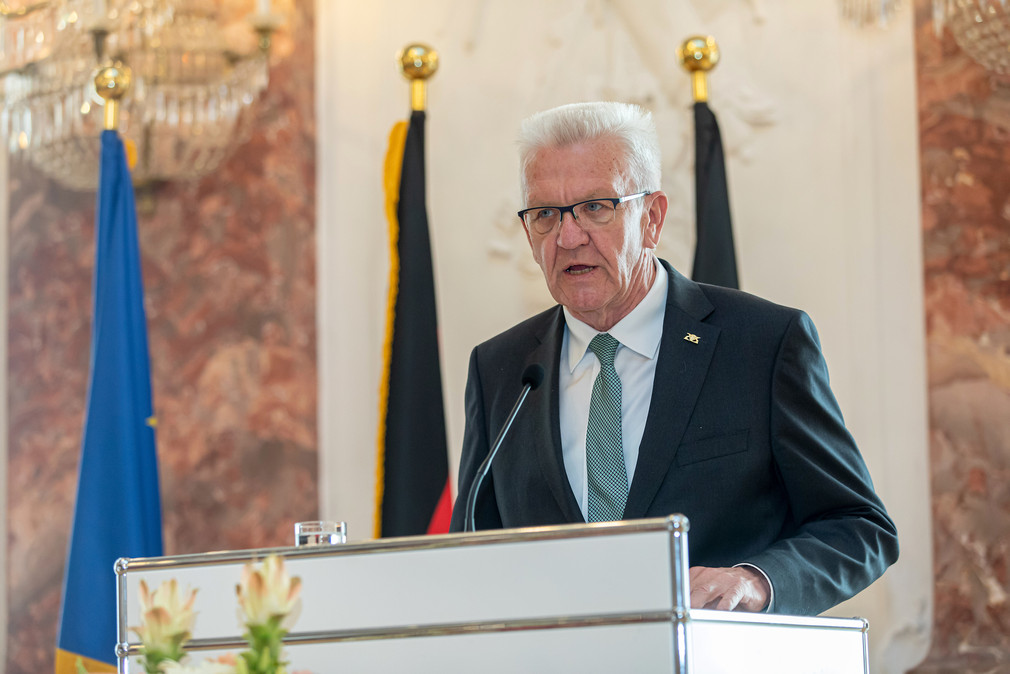 Ministerpräsident Winfried Kretschmann bei seiner Ansprache (Bild: Staatsministerium Baden-Württemberg)