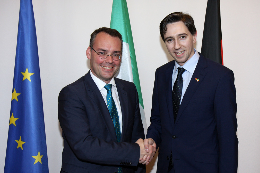Europaminister Peter Friedrich (l.) und der irische Staatsminister Simon Harris (r.)
