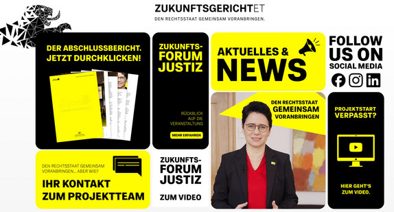 Abbildung der Webseite „ZUKUNFTSGERICHTET – Den Rechtsstaat gemeinsam voranbringen.“