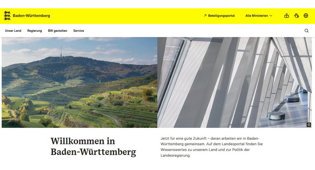 Abbildung der Webseite Baden-Württemberg.de