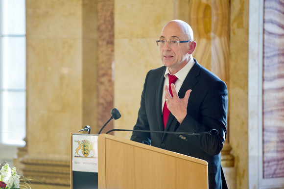 Michael Hörrmann, Geschäftsführer der Staatlichen Schlösser und Gärten Baden-Württemberg, bei seinem Vortrag