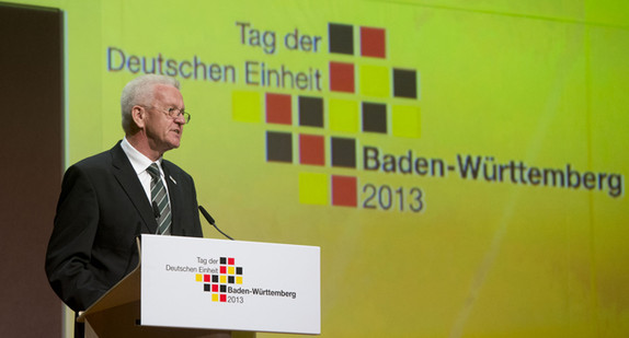Ministerpräsident und Bundesratspräsident Winfried Kretschmann bei seiner Rede