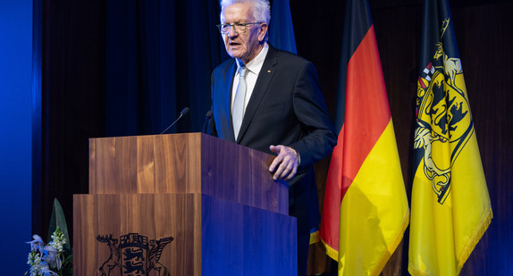 Ministerpräsident Winfried Kretschmann bei seiner Ansprache