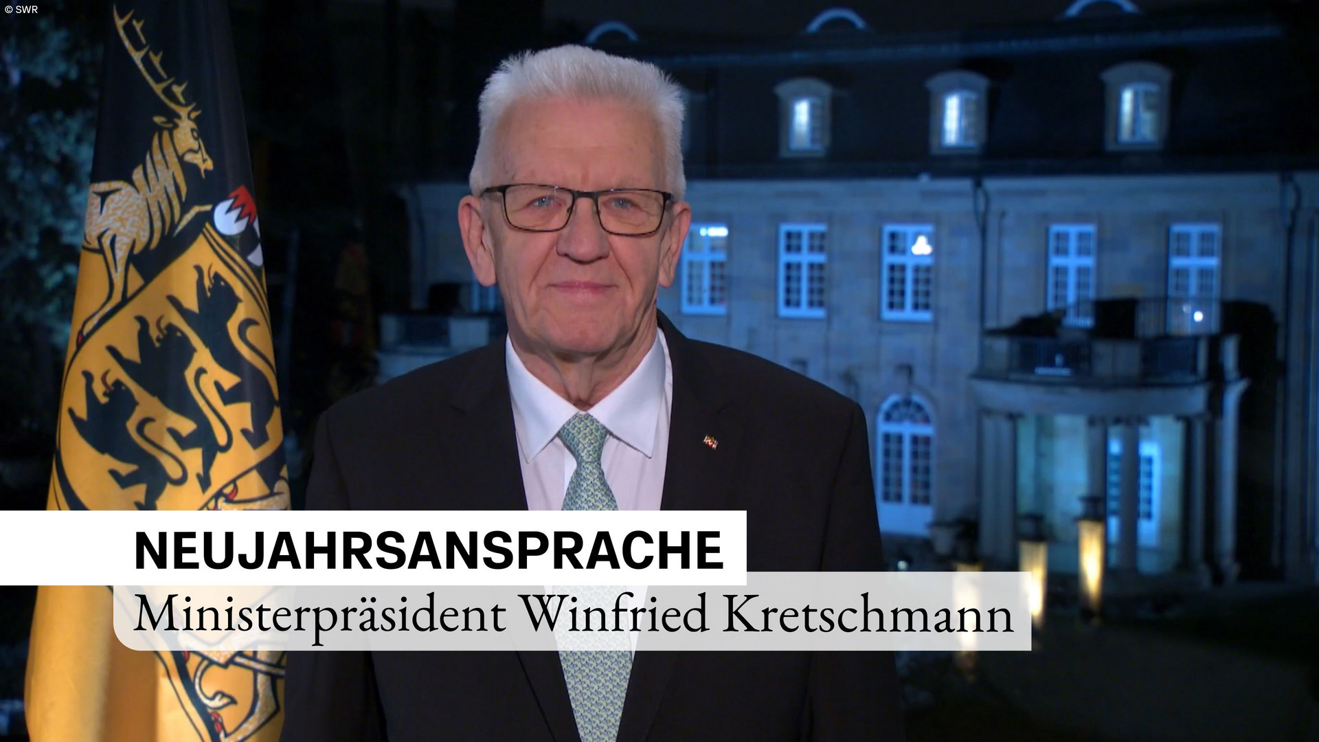 Ministerpräsident Winfried Kretschmann bei seiner Neujahrsansprache