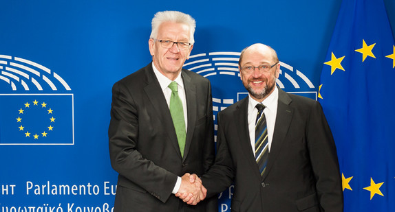 Ministerpräsident Winfried Kretschmann (l.) und EU-Parlamentspräsident Martin Schulz (r.) (Foto: Vertretung des Landes Baden-Württemberg bei der Europäischen Union/FKPH)