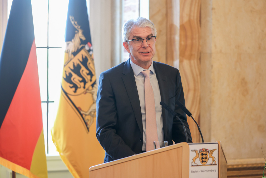 Christian Rauch, Vorsitzender der Geschäftsführung der Regionaldirektion Baden-Württemberg der Bundesagentur für Arbeit, bei seiner Ansprache 