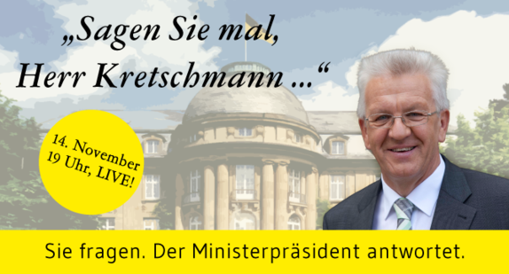 Am 14. November um 19 Uhr findet die nächste Online-Sprechstunde mit Ministerpräsident Winfried Kretschmann statt.