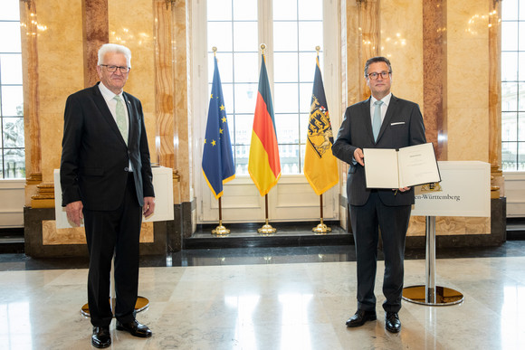 Ministerpräsident Winfried Kretschmann (l.) und Peter Hauk (r.), Minister für Ernährung, Ländlichen Raum und Verbraucherschutz