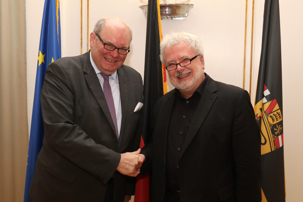 Staatsminister Klaus-Peter Murawski (r.) und der Botschafter des Königreichs Belgien, Ghislain D'hoop (l.)