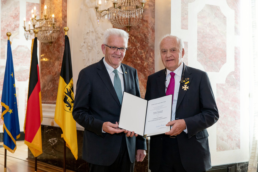 Ministerpräsident Winfried Kretschmann (l.) und Prof. Götz W. Werner (r.) (Bild: Staatsministerium Baden-Württemberg)