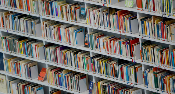 Bücher in einem Regal der Stadtbibliothek Stuttgart. (Bild: dpa)