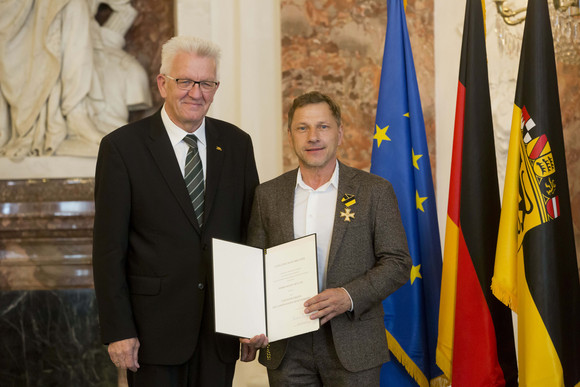 Ministerpräsident Winfried Kretschmann (l.) und Richy Müller (r.)