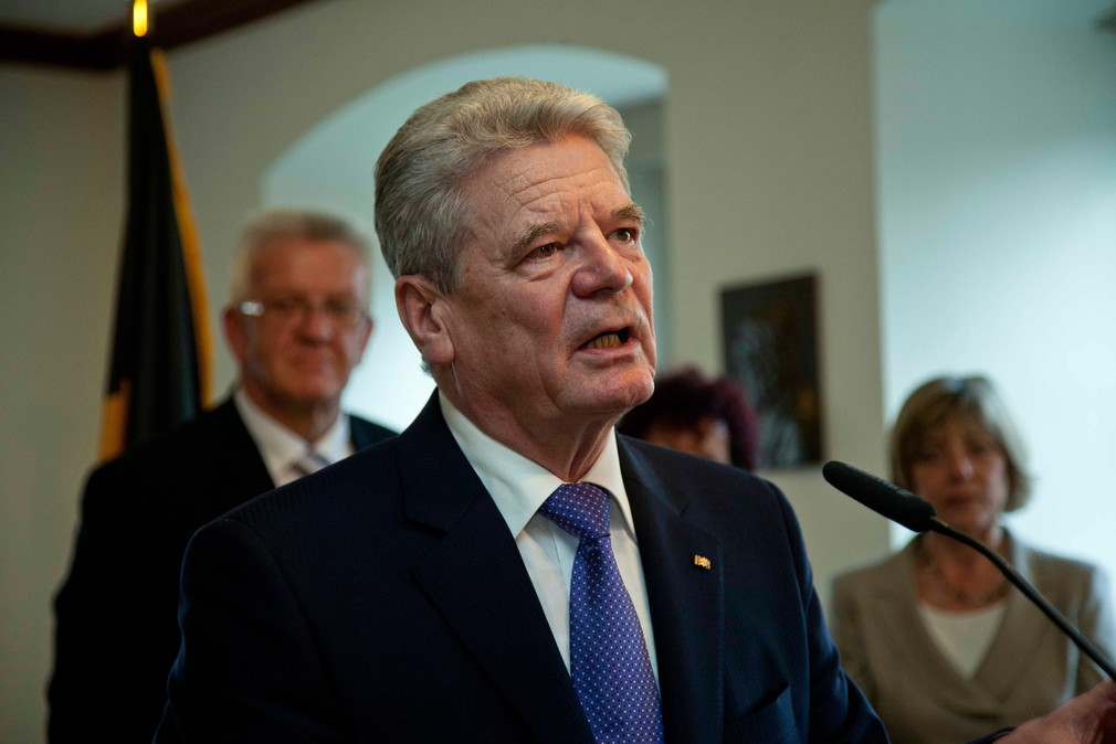 Bundespräsident Joachim Gauck beim Bürgerempfang im Evangelischen Stift in Tübingen