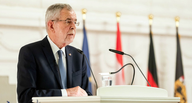 Der österreichische Bundespräsident Dr. Alexander Van der Bellen bei seiner „Rede zu Europa“.