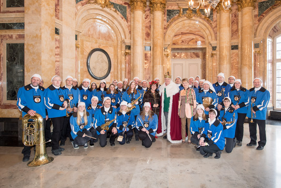 Gruppenbild mit der Narrenkapelle des Musikvereins Grafenhausen