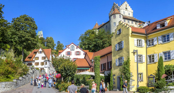 Die Altstadt von Meersburg am Bodensee.