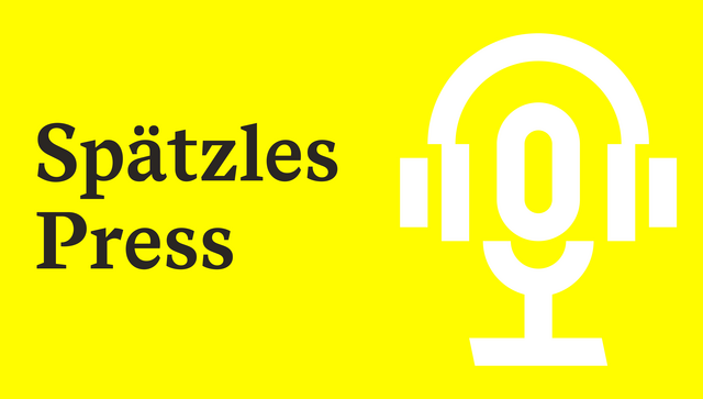 Cover der 2. Staffel: Sp&auml;tzlesPress - Der Baden-W&uuml;rttemberg-Podcast aus Berlin. Rechts die Illustration eine L&ouml;wen, der Kopfh&ouml;rer im L&Auml;ND-Shape hat und vor sich ein Mikrofon, das an den Funkturm am Alexanderplatz in Berlin erinnert